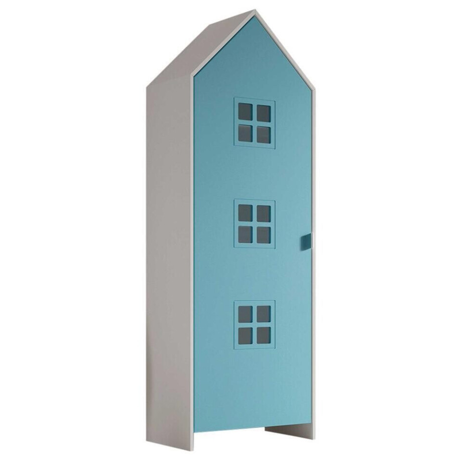 25% korting - Leen Bakker - Kledingkast Casami Bruges - 58x37x172 Cm - MDF - Blauw afbeelding 1