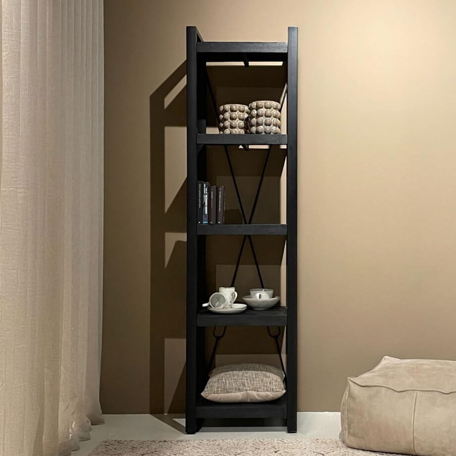 Livingfurn Wandrek 'Norris' Mangohout en staal, 200 x 55cm afbeelding 