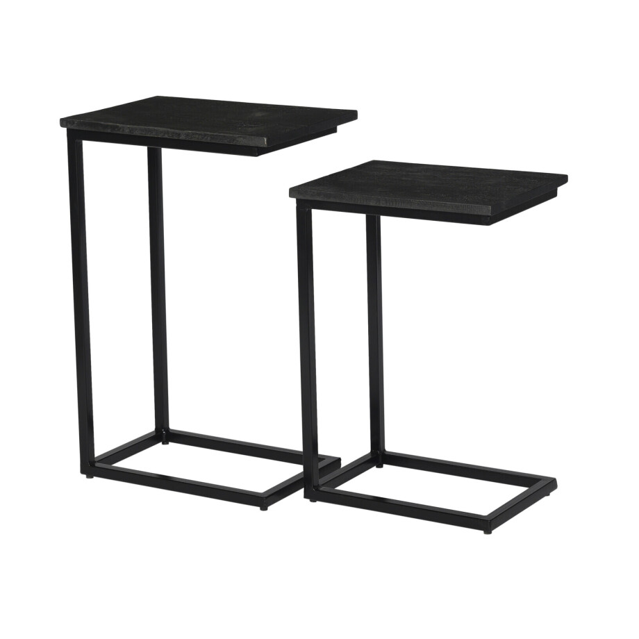 Livingfurn Laptoptafel 'Norris' Mangohout en staal, Set van 2 stuks Livingfurn Laptoptafel 'Norris' Mangohout en staal, Set van 2 stuks afbeelding