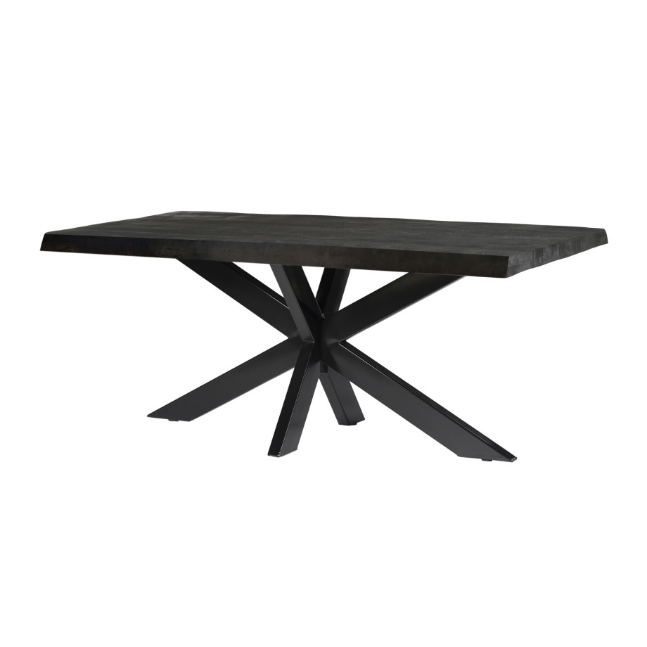 Livingfurn Eettafel 'Norris Spider' Mangohout en staal, 220 x 100cm afbeelding 