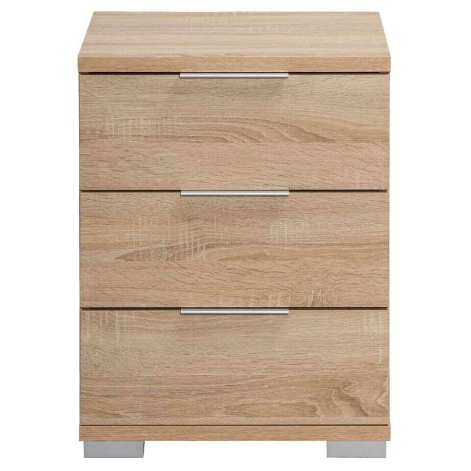 2e Halve Prijs Leen Bakker - Nachtkastje Valencia - 3 Lades - Eikenkleur - Spaanplaat - Bruin - 46x61x42 Cm 2e Halve Prijs Leen Bakker - Nachtkastje Valencia - 3 Lades - Eikenkleur - Spaanplaat - Bruin - 46x61x42 Cm afbeelding 1
