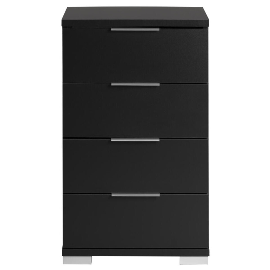 2e Halve Prijs Leen Bakker - Nachtkastje Valencia - 4 Lades - Spaanplaat - Zwart - 46x79x42 Cm afbeelding 1