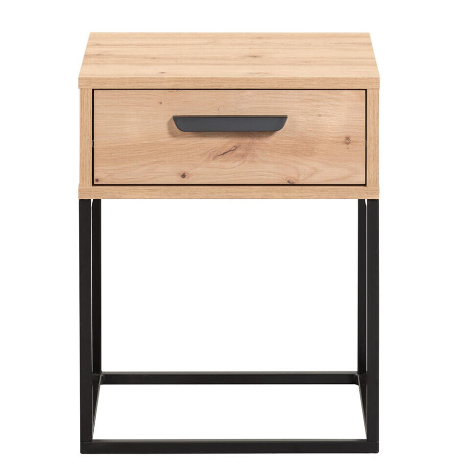 Leen Bakker - Nachtkastje Tokio - 1 Lade - Eikenkleur - Spaanplaat - Beige - 38.5x40x51.7 Cm afbeelding 1