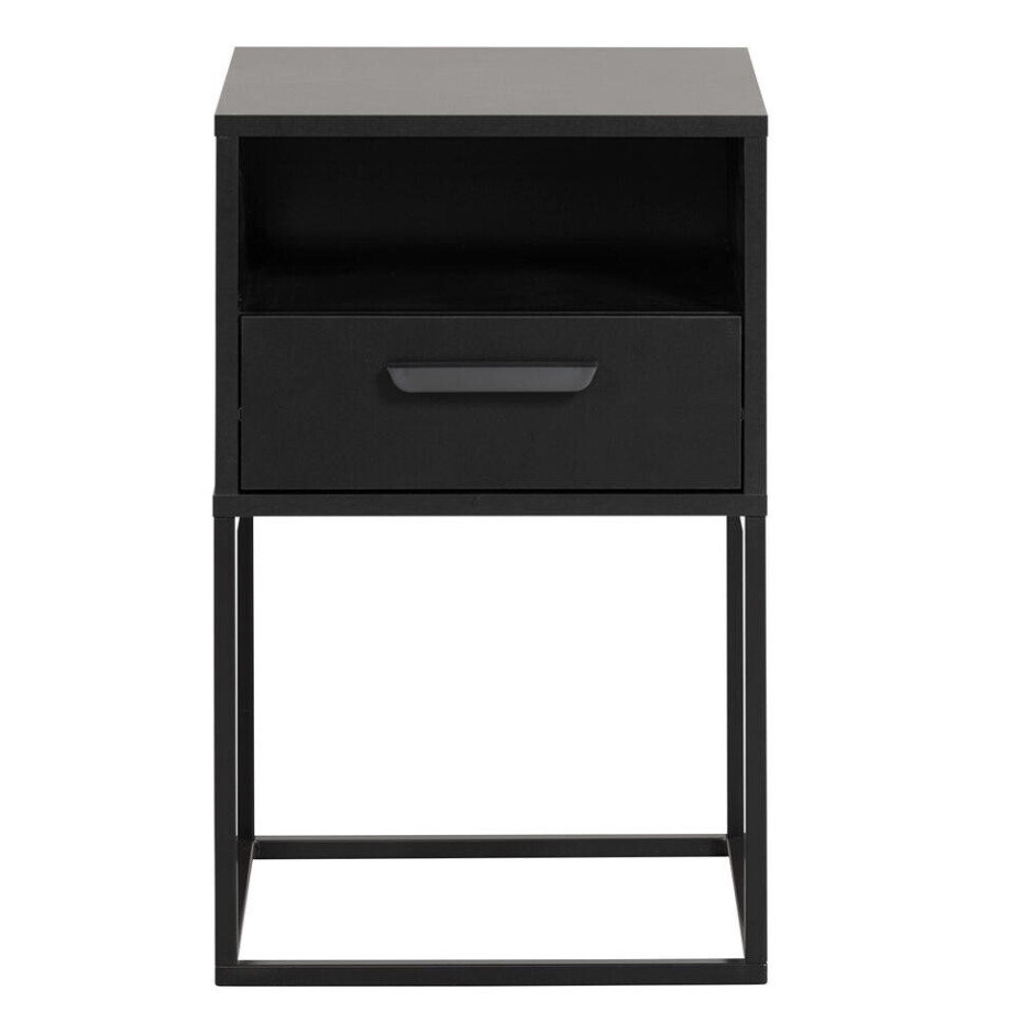 Leen Bakker - Nachtkastje Tokio - 1 Lade En Vak - Spaanplaat - Zwart - 38.5x40x65 Cm Leen Bakker - Nachtkastje Tokio - 1 Lade En Vak - Spaanplaat - Zwart - 38.5x40x65 Cm afbeelding 1