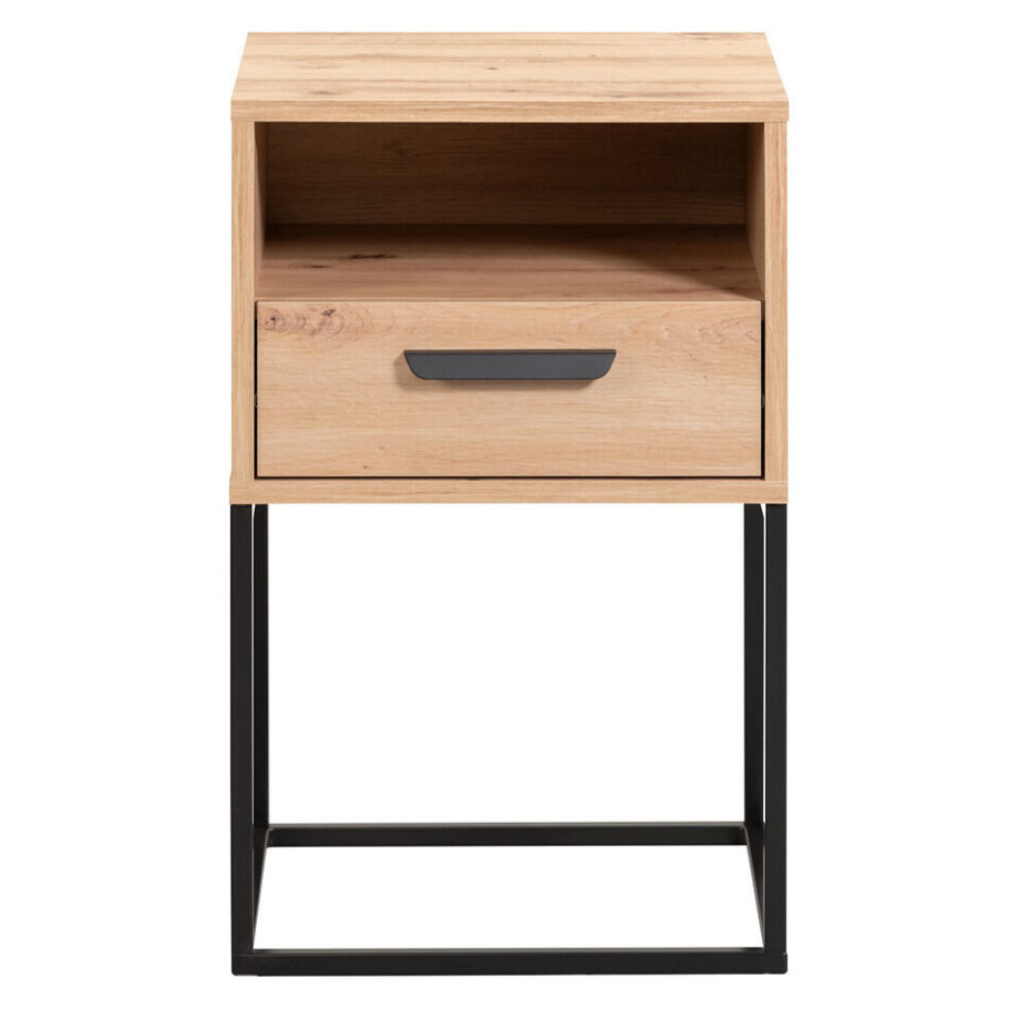 Leen Bakker - Nachtkastje Tokio - 1 Lade En Vak - Eikenkleur - Spaanplaat - Beige - 38.5x40x65 Cm Leen Bakker - Nachtkastje Tokio - 1 Lade En Vak - Eikenkleur - Spaanplaat - Beige - 38.5x40x65 Cm afbeelding 1