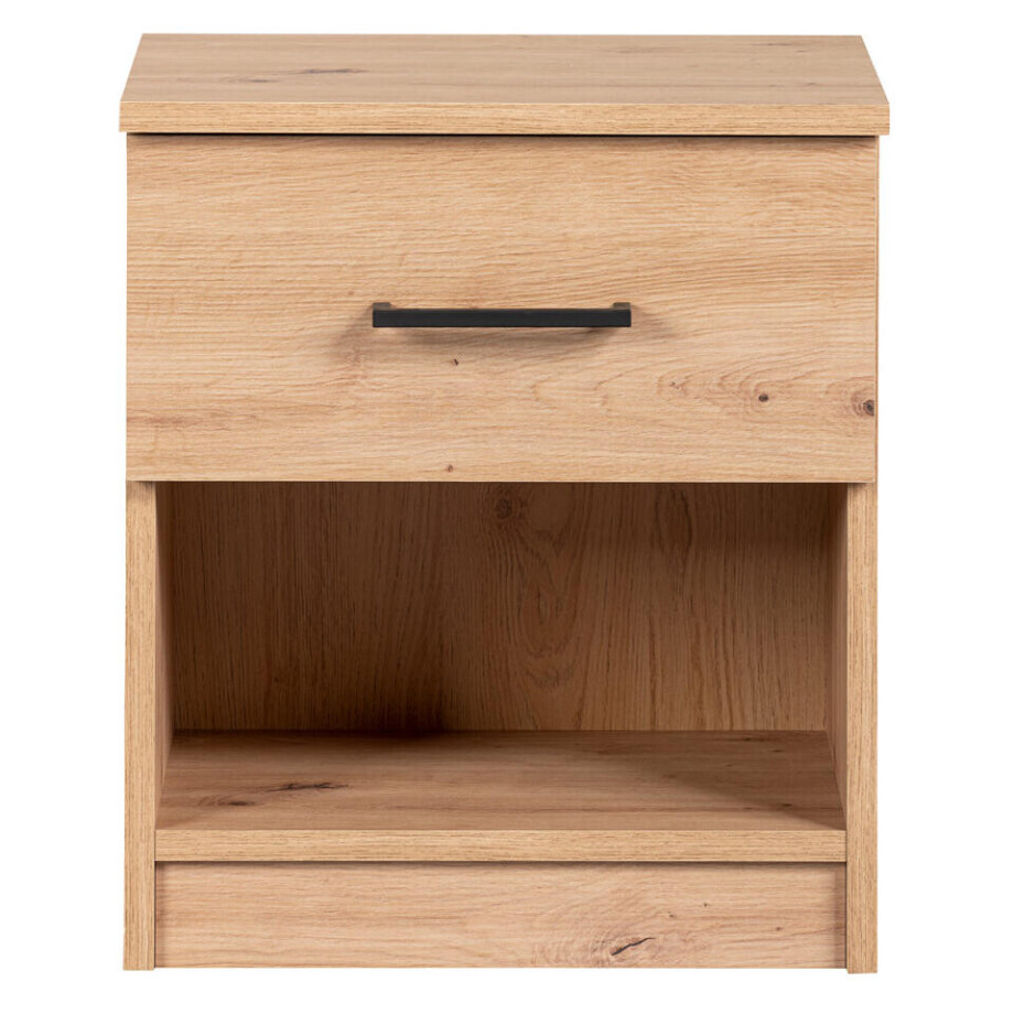 2e Halve Prijs Leen Bakker - Nachtkastje Sena - 1 Lade - Eikenkleur - Spaanplaat - Bruin - 41x47.3x32 Cm afbeelding 1