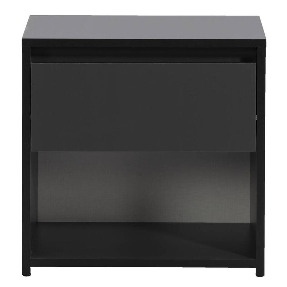 2e Halve Prijs Leen Bakker - Nachtkastje Lyon - 1 Lade - Spaanplaat - Zwart - 45x44x35 Cm afbeelding 1