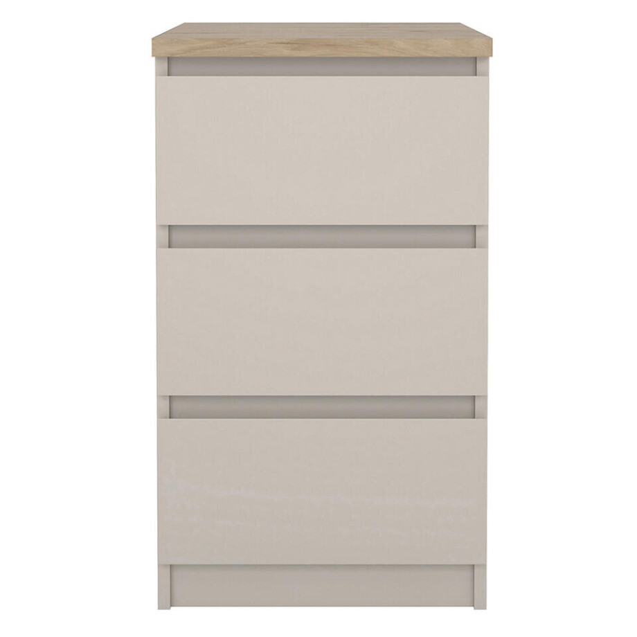 2e Halve Prijs Leen Bakker - Nachtkastje Naia - 3 Lades - Greige - Spaanplaat - Beige#Grijs - 50x40.4x70.1 Cm afbeelding 1