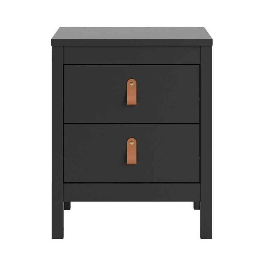 2e Halve Prijs Leen Bakker - Nachtkastje Madeira - 2 Lades - Spaanplaat - Zwart - 44x54x38 Cm afbeelding 1