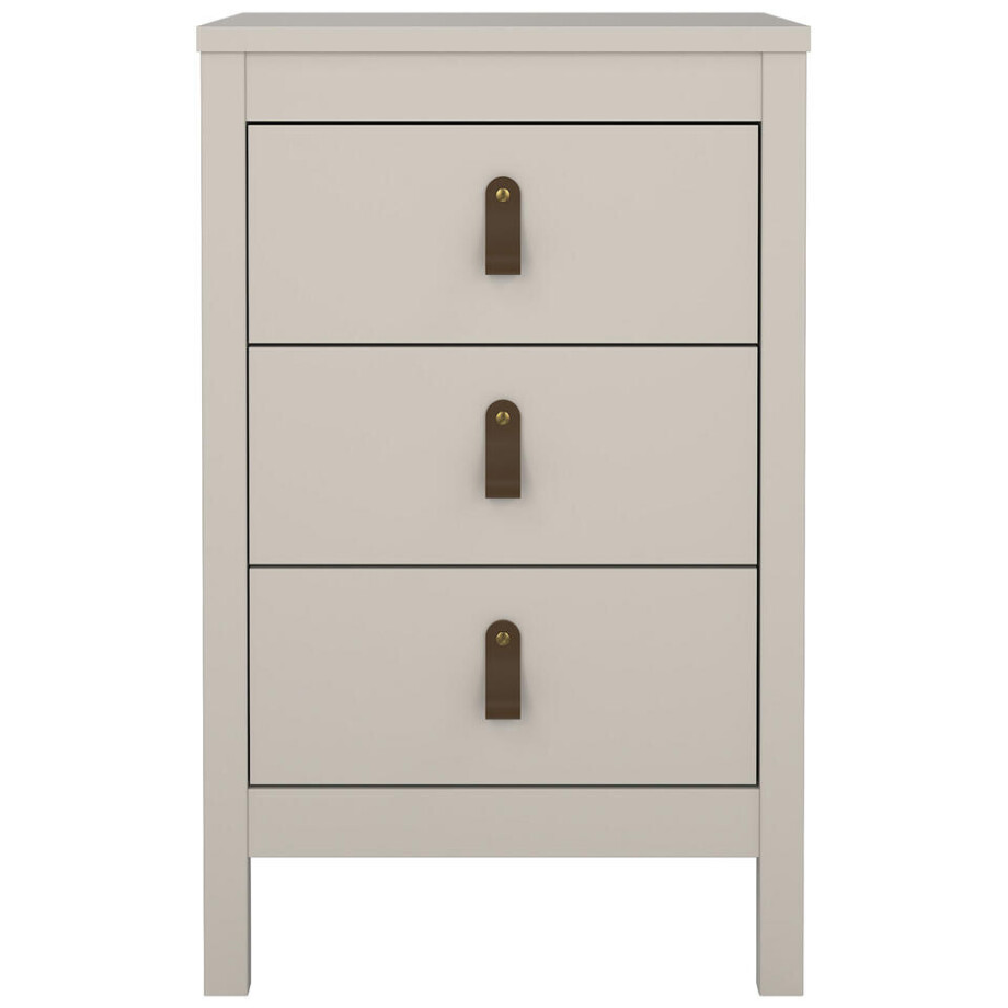 Leen Bakker - Nachtkastje Madeira - 3 Lades - Greige - Spaanplaat - Beige#Grijs - 38.4x43.8x70.1 Cm afbeelding 1