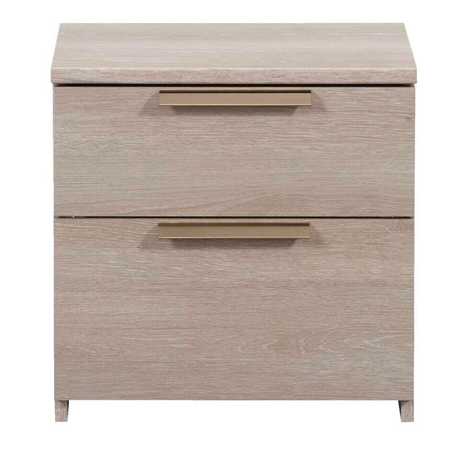 Leen Bakker - Nachtkastje Tempo - 2 Lades - Grijs Eikenkleur - Spaanplaat - Bruin - 34x44x44 Cm afbeelding 1