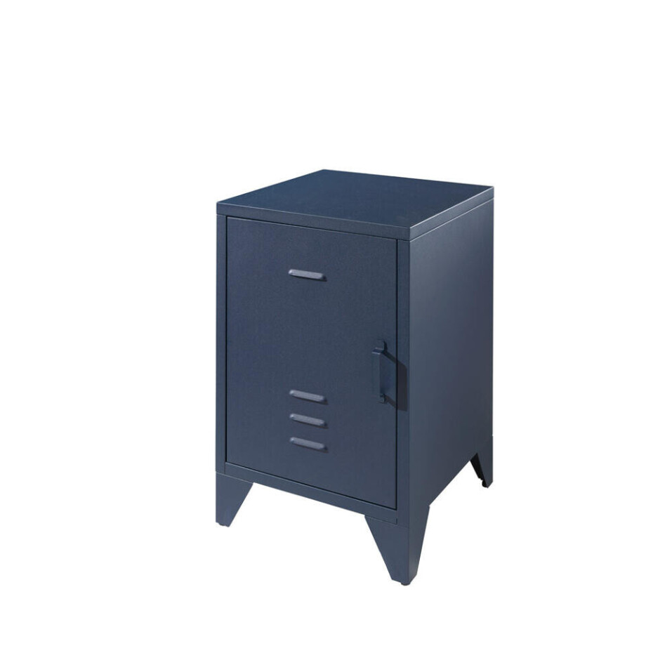 2e Halve Prijs Leen Bakker - Vipack Nachtkastje Bronxx - Denim - Metaal - Blauw - 40x40x60.5 Cm afbeelding 1