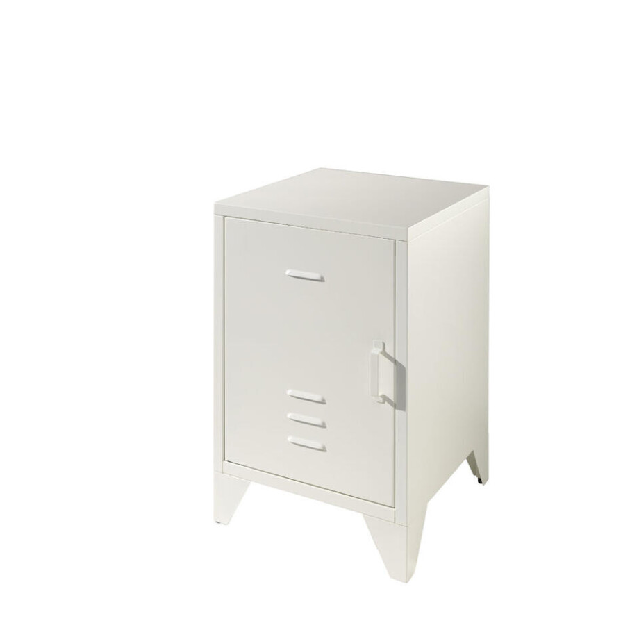 2e Halve Prijs Leen Bakker - Vipack Nachtkastje Bronxx - Metaal - Wit - 40x40x60.5 Cm afbeelding 1