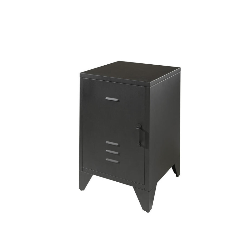2e Halve Prijs Leen Bakker - Vipack Nachtkastje Bronxx - Metaal - Zwart - 40x40x60.5 Cm afbeelding 1