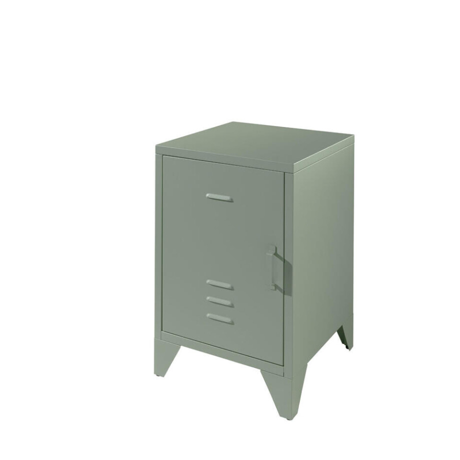 2e Halve Prijs Leen Bakker - Vipack Nachtkastje Bronxx - Olijf - Metaal - Groen - 40x40x60.5 Cm afbeelding 1