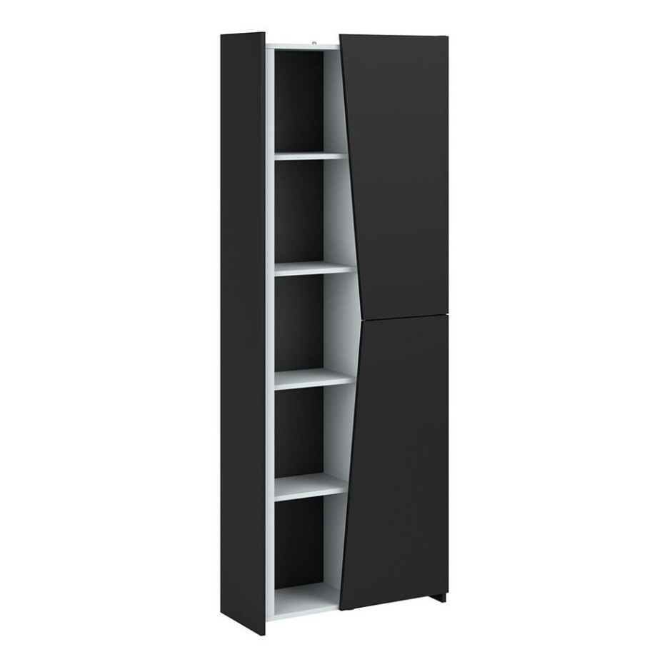 Leen Bakker - Kast Levi - 181x67x28 Cm - Spaanplaat - Zwart - 27.8x67.2x181 Cm afbeelding 1