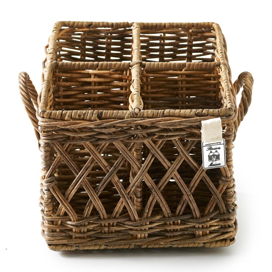 Rustic Rattan Couvert Basket Square afbeelding 1