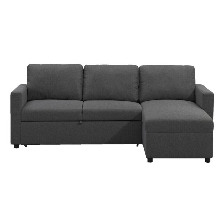 Leen Bakker - Slaapbank Turijn Met Opbergruimte - Antraciet - 82x215x145 Cm - Stof - Grijs afbeelding 1