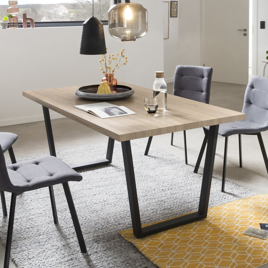Artistiq Eettafel 'Lorna' U-poot, Eikenlook, 160 x 90cm afbeelding 
