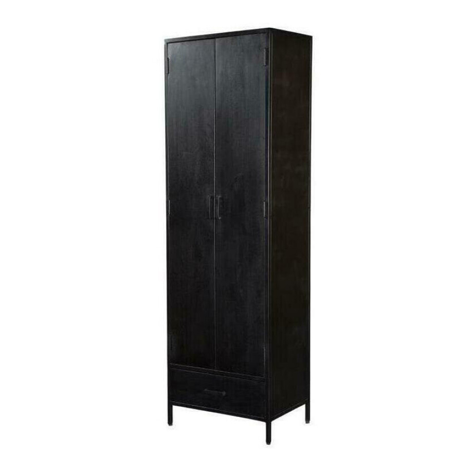 Livingfurn Opbergkast 'Kala' Mangohout 200 x 65cm, kleur Zwart Livingfurn Opbergkast 'Kala' Mangohout 200 x 65cm, kleur Zwart afbeelding