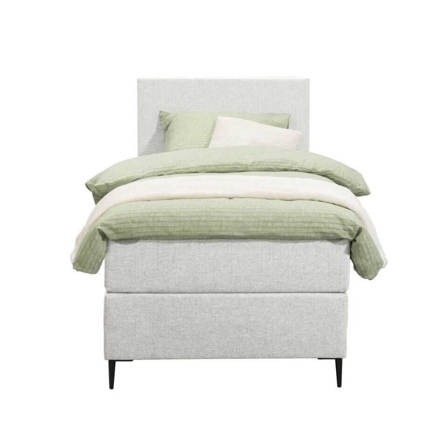 Leen Bakker - Boxspring Liv Egaal - Ecru - 90x200 Cm - Slanke Poot - Stof - Crème Leen Bakker - Boxspring Liv Egaal - Ecru - 90x200 Cm - Slanke Poot - Stof - Crème afbeelding 1