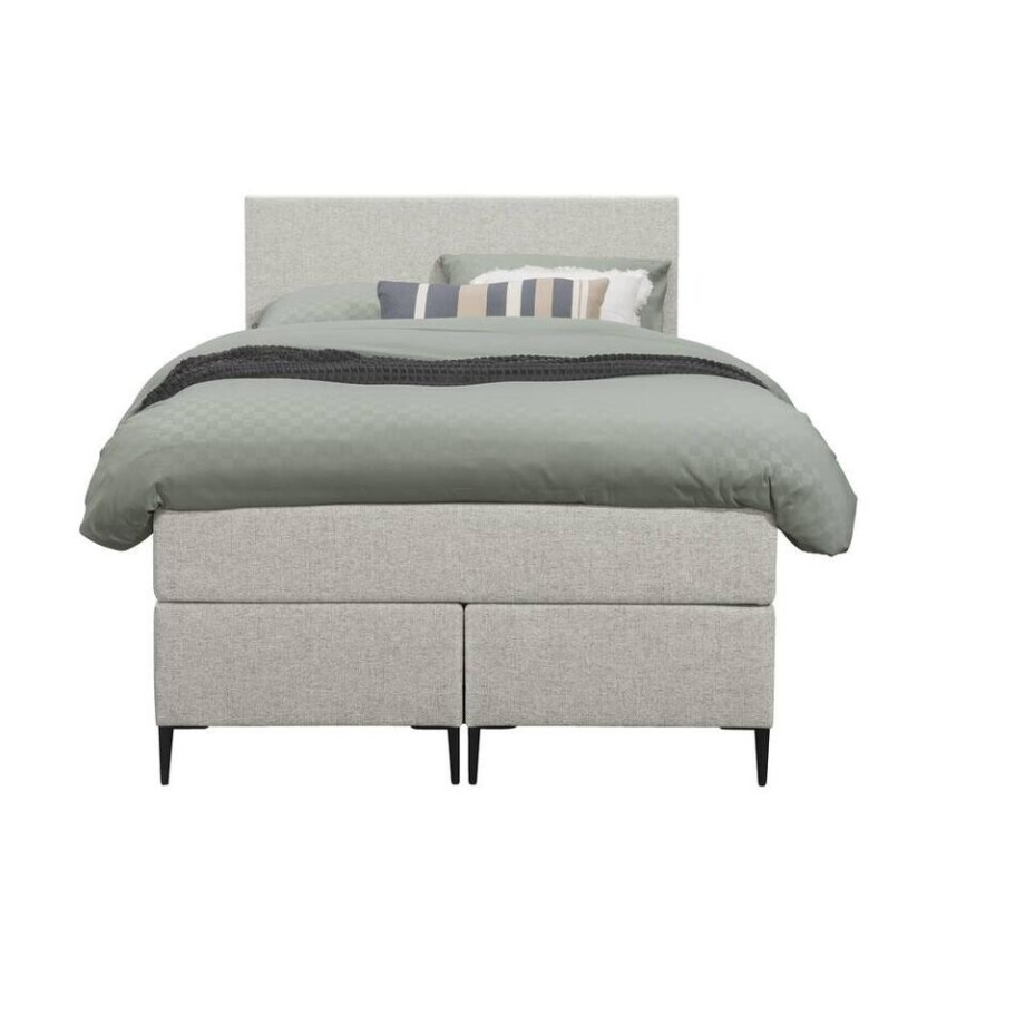 Leen Bakker - Boxspring Liv Egaal - Ecru - 120x200 Cm - Slanke Poot - Stof - Crème Leen Bakker - Boxspring Liv Egaal - Ecru - 120x200 Cm - Slanke Poot - Stof - Crème afbeelding 1