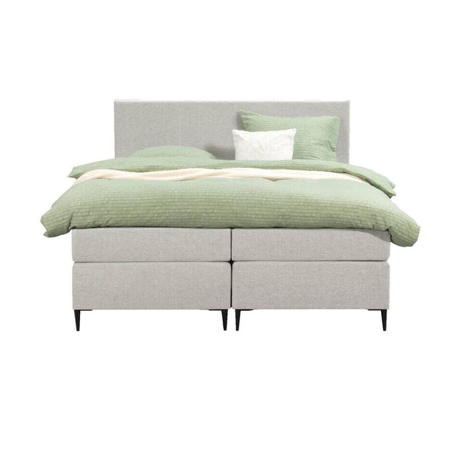 Leen Bakker - Boxspring Liv Egaal - Ecru - 160x200 Cm - Slanke Poot - Stof - Crème Leen Bakker - Boxspring Liv Egaal - Ecru - 160x200 Cm - Slanke Poot - Stof - Crème afbeelding 1