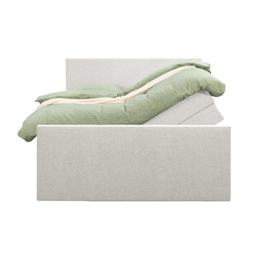 Leen Bakker - Boxspring Met Opbergruimte En Voetbord Liv Egaal - Ecru - 140x200cm - Stof - Crème Leen Bakker - Boxspring Met Opbergruimte En Voetbord Liv Egaal - Ecru - 140x200cm - Stof - Crème afbeelding 1