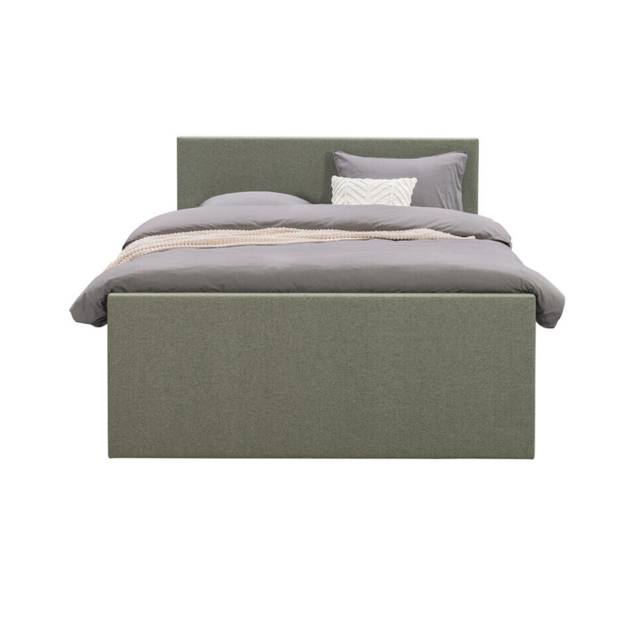 Leen Bakker - Boxspring Met Voetbord Liv Egaal - 140x200 Cm - Vierkante Poot - Stof - Groen afbeelding 1