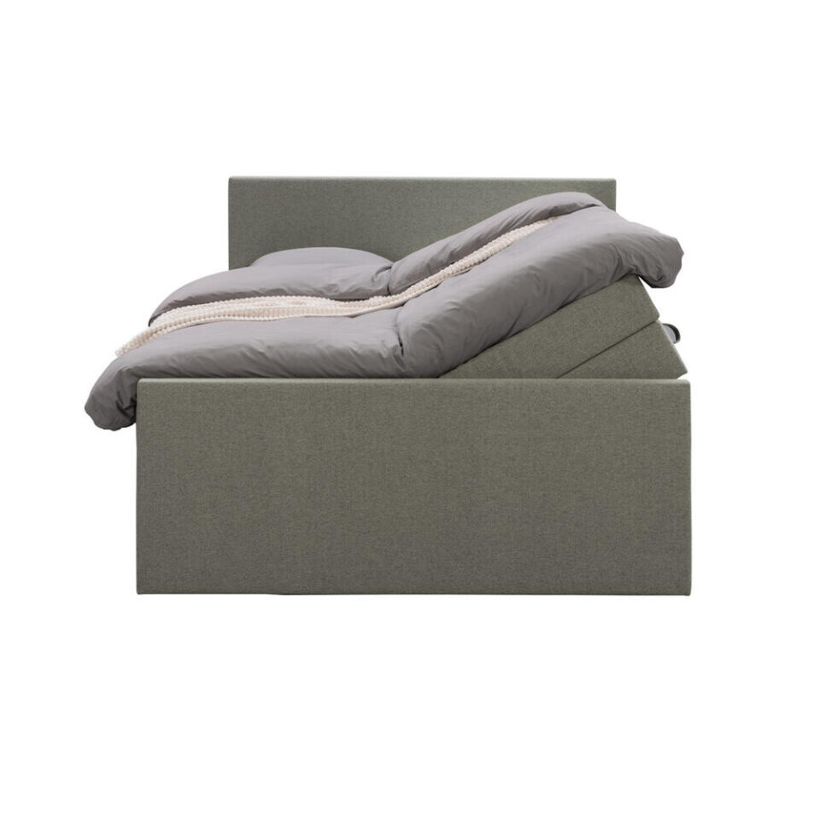 Leen Bakker - Boxspring Met Opbergruimte En Voetbord Liv Egaal - 140x200cm - Stof - Groen Leen Bakker - Boxspring Met Opbergruimte En Voetbord Liv Egaal - 140x200cm - Stof - Groen afbeelding 1