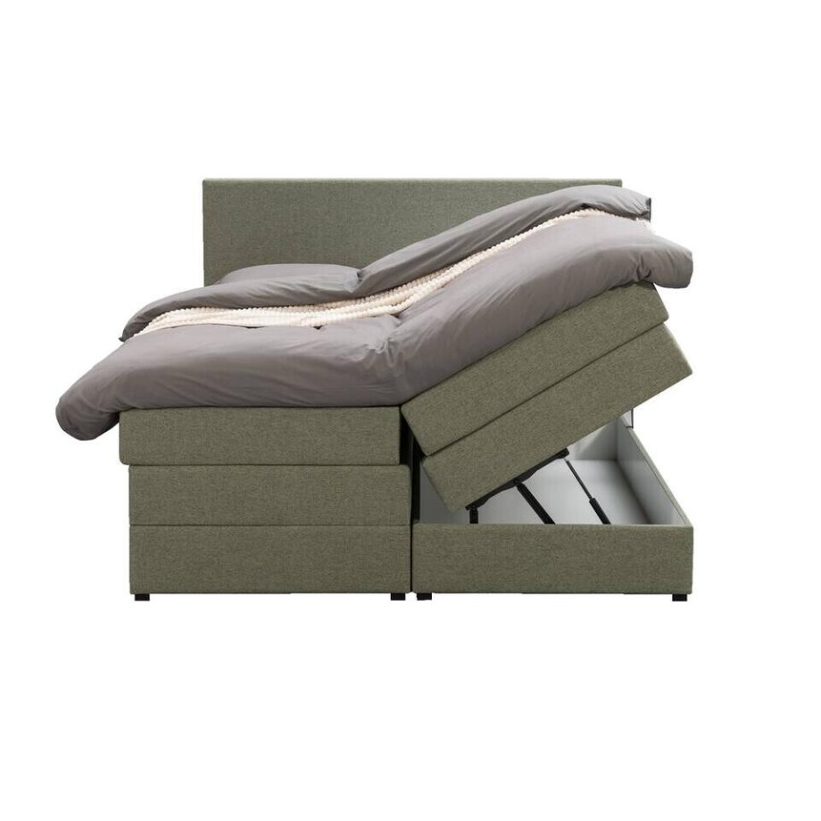Leen Bakker - Boxspring Met Opbergruimte Liv Egaal - 180x200 Cm - Stof - Groen Leen Bakker - Boxspring Met Opbergruimte Liv Egaal - 180x200 Cm - Stof - Groen afbeelding 1