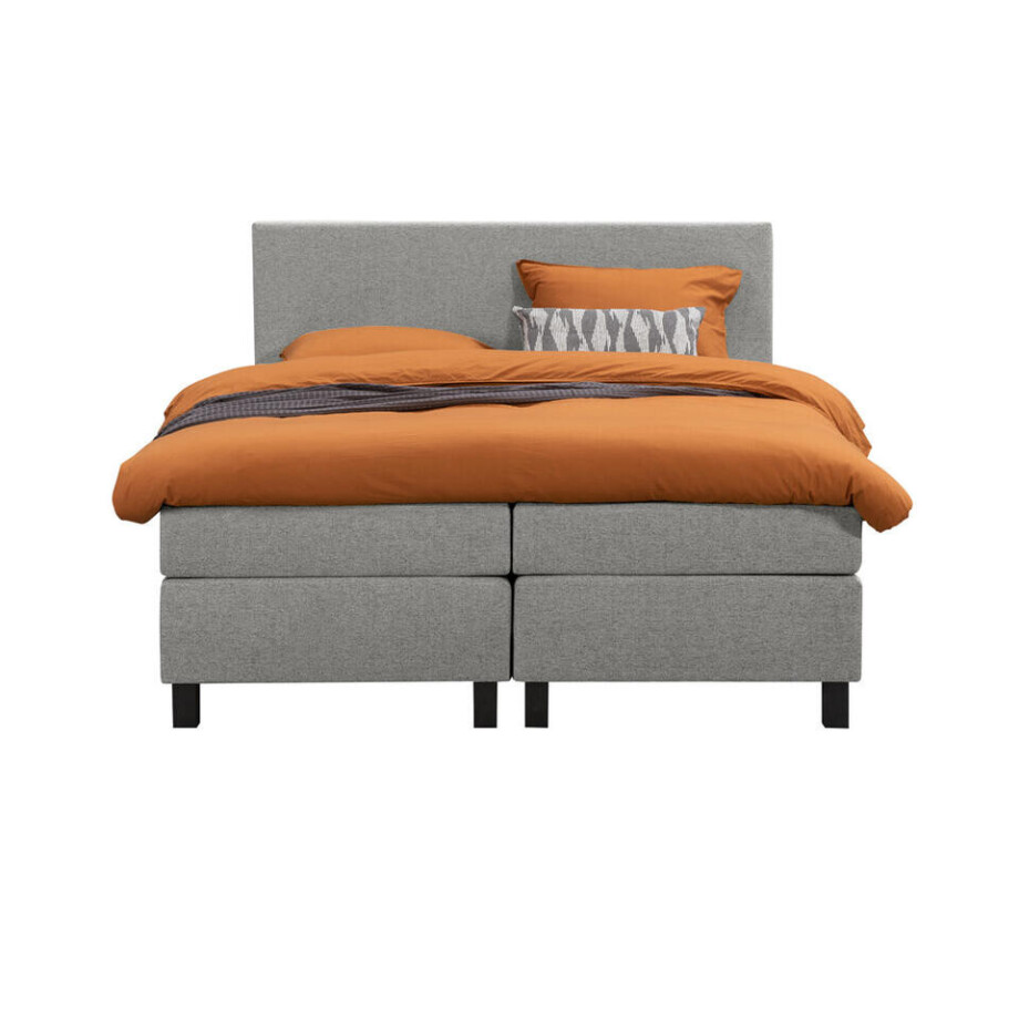 Leen Bakker - Boxspring Liv Egaal - Licht - 160x200 Cm - Vierkante Poot - Stof - Grijs Leen Bakker - Boxspring Liv Egaal - Licht - 160x200 Cm - Vierkante Poot - Stof - Grijs afbeelding 1