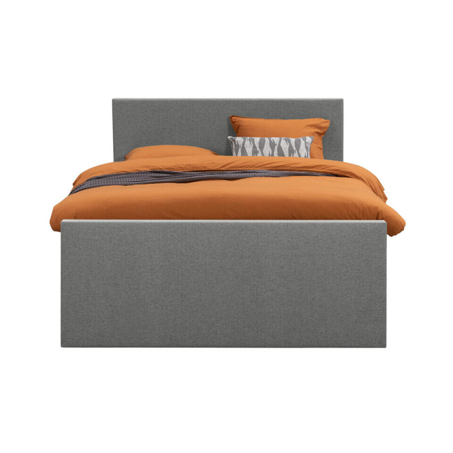 Leen Bakker - Boxspring Met Voetbord Liv Egaal - Licht - 180x200 Cm - Vierkante Poot - Stof - Grijs afbeelding 1