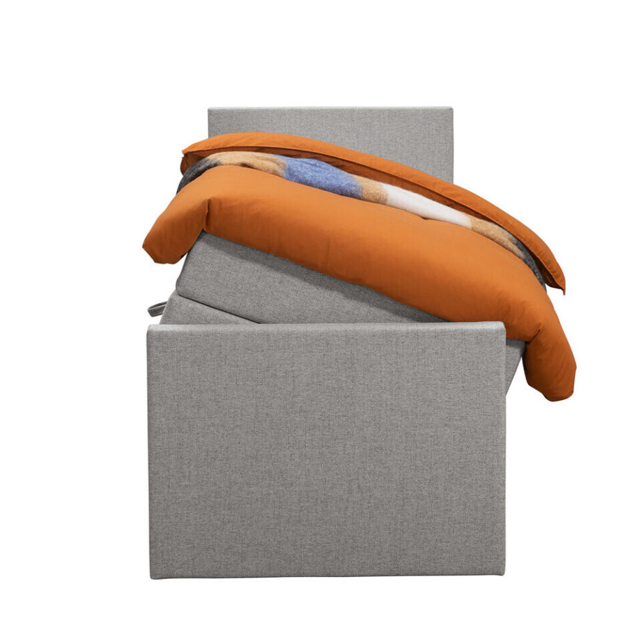 Leen Bakker - Boxspring Met Opbergruimte En Voetbord Liv Egaal - Licht - 90x200cm - Stof - Grijs afbeelding 1