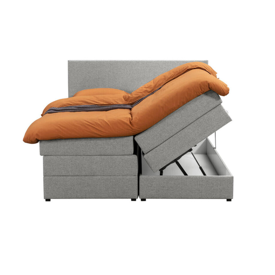 Leen Bakker - Boxspring Met Opbergruimte Liv Egaal - Licht - 160x200 Cm - Stof - Grijs Leen Bakker - Boxspring Met Opbergruimte Liv Egaal - Licht - 160x200 Cm - Stof - Grijs afbeelding 1
