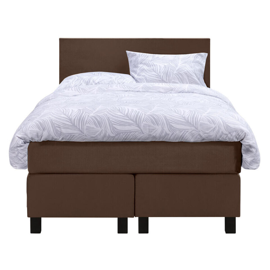 Leen Bakker - Boxspring Liv Egaal - 120x200 Cm - Vierkante Poot - Stof/Velvet - Bruin Leen Bakker - Boxspring Liv Egaal - 120x200 Cm - Vierkante Poot - Stof/Velvet - Bruin afbeelding 1