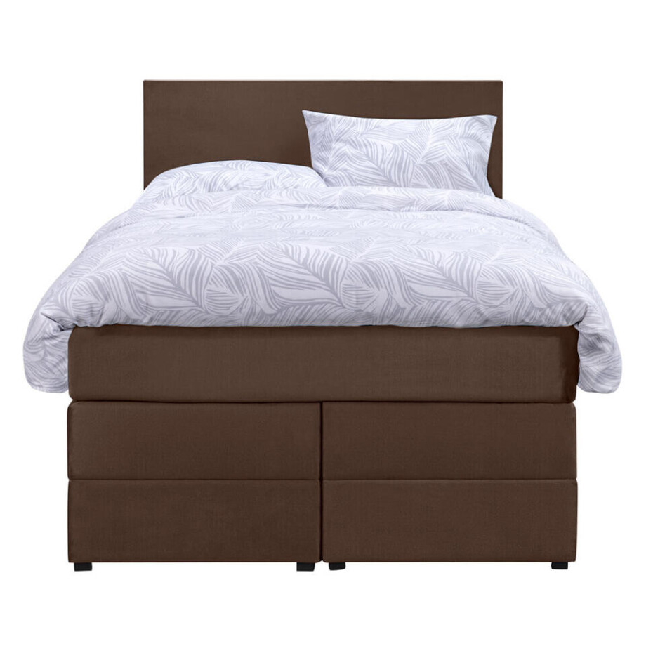 Leen Bakker - Boxspring Met Opbergruimte Liv Egaal - 120x200 Cm - Stof/Velvet - Bruin Leen Bakker - Boxspring Met Opbergruimte Liv Egaal - 120x200 Cm - Stof/Velvet - Bruin afbeelding 1