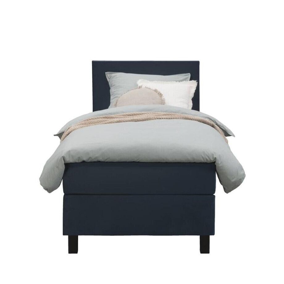 Leen Bakker - Boxspring Liv Egaal - 90x200 Cm - Vierkante Poot - Stof/Velvet - Blauw Leen Bakker - Boxspring Liv Egaal - 90x200 Cm - Vierkante Poot - Stof/Velvet - Blauw afbeelding 1