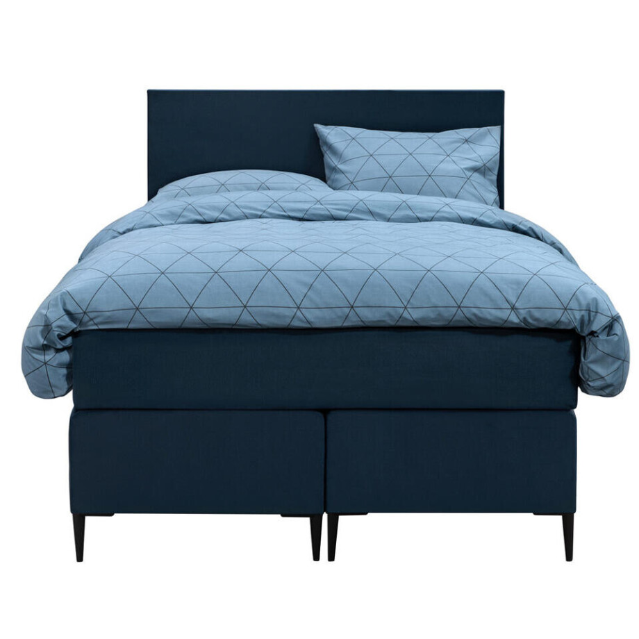 Leen Bakker - Boxspring Liv Egaal - 120x200 Cm - Slanke Poot - Stof/Velvet - Blauw Leen Bakker - Boxspring Liv Egaal - 120x200 Cm - Slanke Poot - Stof/Velvet - Blauw afbeelding 1