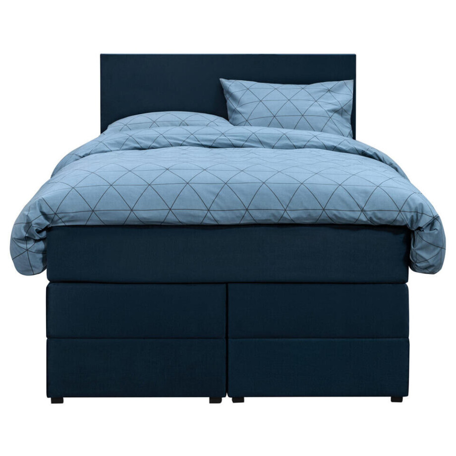 Leen Bakker - Boxspring Met Opbergruimte Liv Egaal - 120x200 Cm - Stof/Velvet - Blauw Leen Bakker - Boxspring Met Opbergruimte Liv Egaal - 120x200 Cm - Stof/Velvet - Blauw afbeelding 1