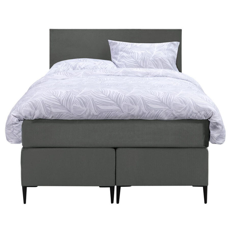Leen Bakker - Boxspring Liv Egaal - 120x200 Cm - Slanke Poot - Stof/Velvet - Grijs Leen Bakker - Boxspring Liv Egaal - 120x200 Cm - Slanke Poot - Stof/Velvet - Grijs afbeelding 1