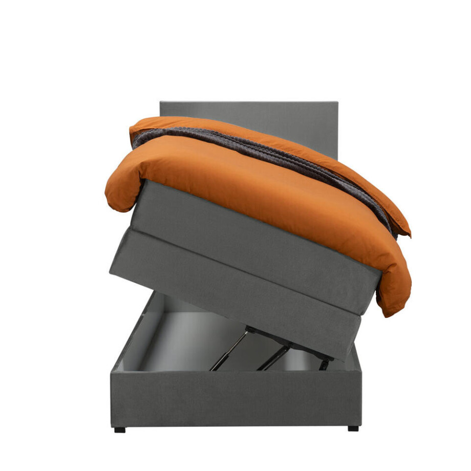 Leen Bakker - Boxspring Met Opbergruimte Liv Egaal - 90x200 Cm - Stof/Velvet - Grijs Leen Bakker - Boxspring Met Opbergruimte Liv Egaal - 90x200 Cm - Stof/Velvet - Grijs afbeelding 1