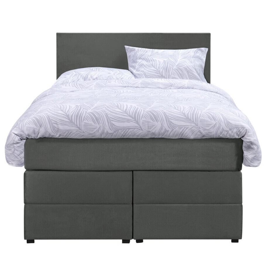25% korting - Leen Bakker - Boxspring Met Opbergruimte Liv Egaal - 120x200 Cm - Stof/Velvet - Grijs afbeelding 1