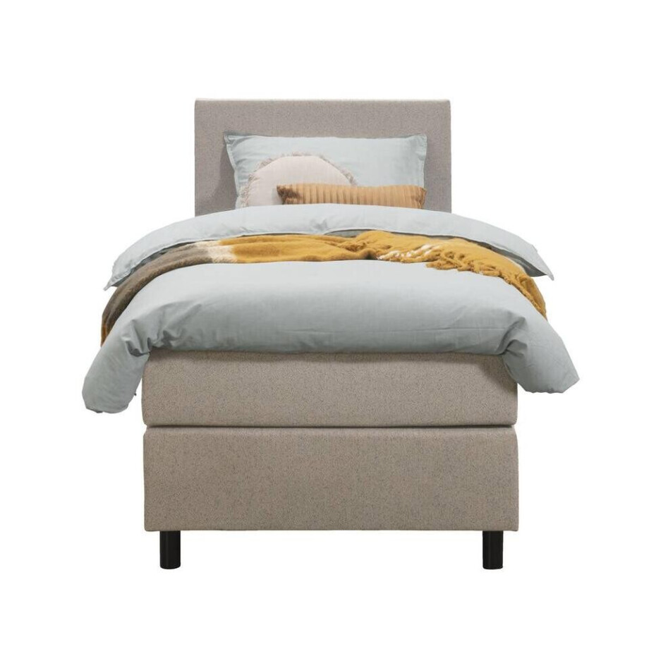 Leen Bakker - Boxspring Liv Egaal - 90x200 Cm - Ronde Poot - Stof - Beige Leen Bakker - Boxspring Liv Egaal - 90x200 Cm - Ronde Poot - Stof - Beige afbeelding 1