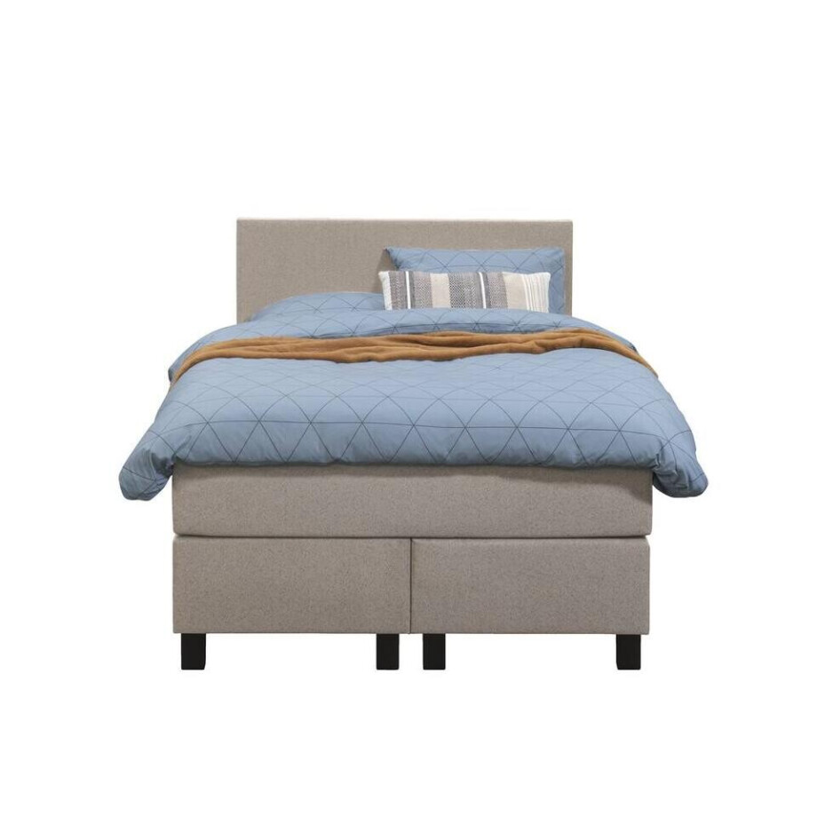 Leen Bakker - Boxspring Liv Egaal - 120x200 Cm - Vierkante Poot - Stof - Beige Leen Bakker - Boxspring Liv Egaal - 120x200 Cm - Vierkante Poot - Stof - Beige afbeelding 1