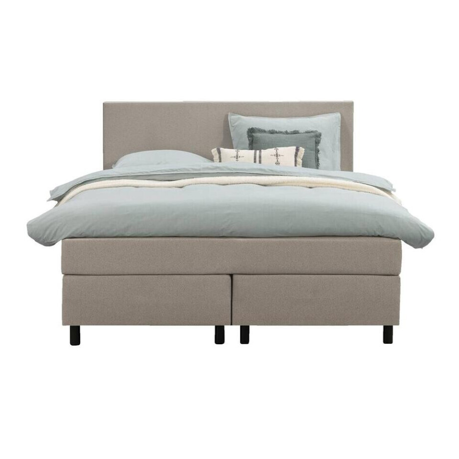 Leen Bakker - Boxspring Liv Egaal - 140x200 Cm - Ronde Poot - Stof - Beige Leen Bakker - Boxspring Liv Egaal - 140x200 Cm - Ronde Poot - Stof - Beige afbeelding 1