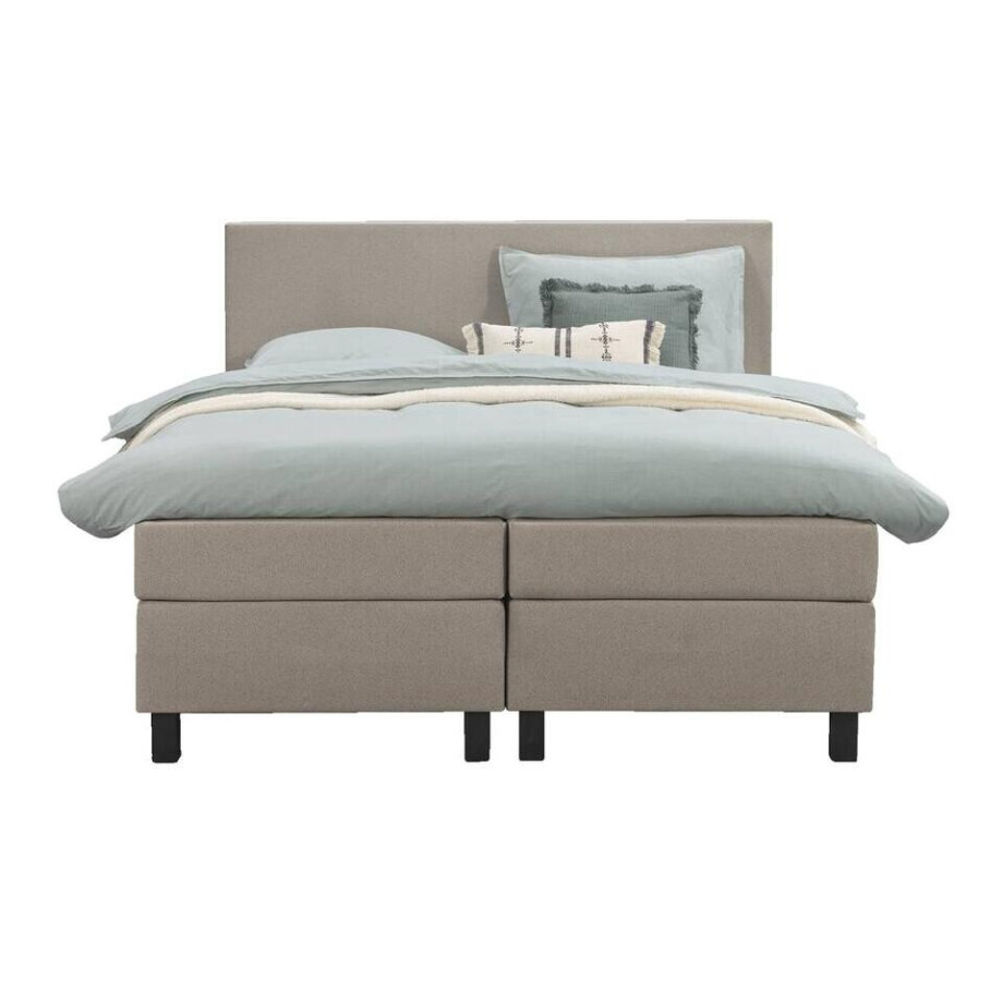 Leen Bakker - Boxspring Liv Egaal - 180x200 Cm - Vierkante Poot - Stof - Beige afbeelding 1