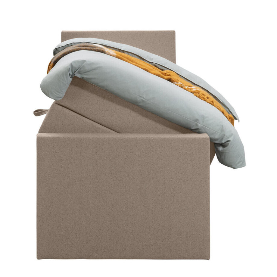 Leen Bakker - Boxspring Met Opbergruimte En Voetbord Liv Egaal - 90x200cm - Stof - Beige Leen Bakker - Boxspring Met Opbergruimte En Voetbord Liv Egaal - 90x200cm - Stof - Beige afbeelding 1