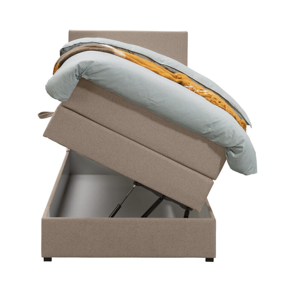 Leen Bakker - Boxspring Met Opbergruimte Liv Egaal - 90x200 Cm - Stof - Beige Leen Bakker - Boxspring Met Opbergruimte Liv Egaal - 90x200 Cm - Stof - Beige afbeelding 1