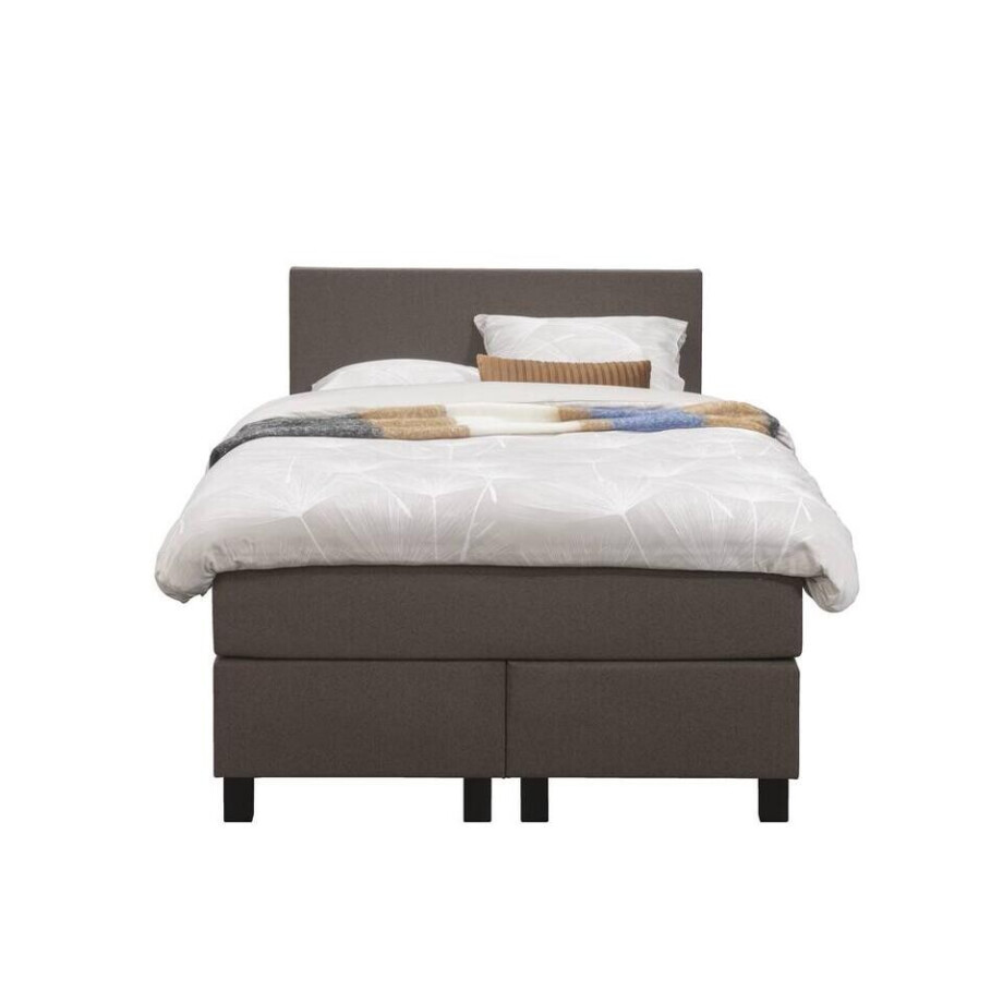 Leen Bakker - Boxspring Liv Egaal - Donker - 120x200 Cm - Vierkante Poot - Stof - Bruin Leen Bakker - Boxspring Liv Egaal - Donker - 120x200 Cm - Vierkante Poot - Stof - Bruin afbeelding 1